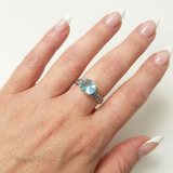 Boho Aquamarine Ring - Blue Solitaire Ring - Vintage Tribal Ring