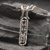 Mystic Topaz Pendant, Bar Pendant, Natural Mystic Topaz, Line Pendant, Vertical Pendant, Rainbow Pendant, Vintage Pendant, 925 Pendant,Topaz