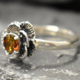 Genuine Yellow Tourmaline Ring - Yellow Flower Ring - Vintage Flower Ring