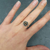 Genuine Yellow Tourmaline Ring - Yellow Flower Ring - Vintage Flower Ring