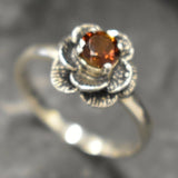 Genuine Yellow Tourmaline Ring - Yellow Flower Ring - Vintage Flower Ring