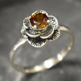 Genuine Yellow Tourmaline Ring - Yellow Flower Ring - Vintage Flower Ring