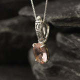 Pink Morganite Pendant - Dainty Pink Necklace - Tribal Boho Pendant