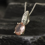 Pink Morganite Pendant - Dainty Pink Necklace - Tribal Boho Pendant