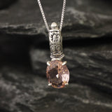 Pink Morganite Pendant - Dainty Pink Necklace - Tribal Boho Pendant