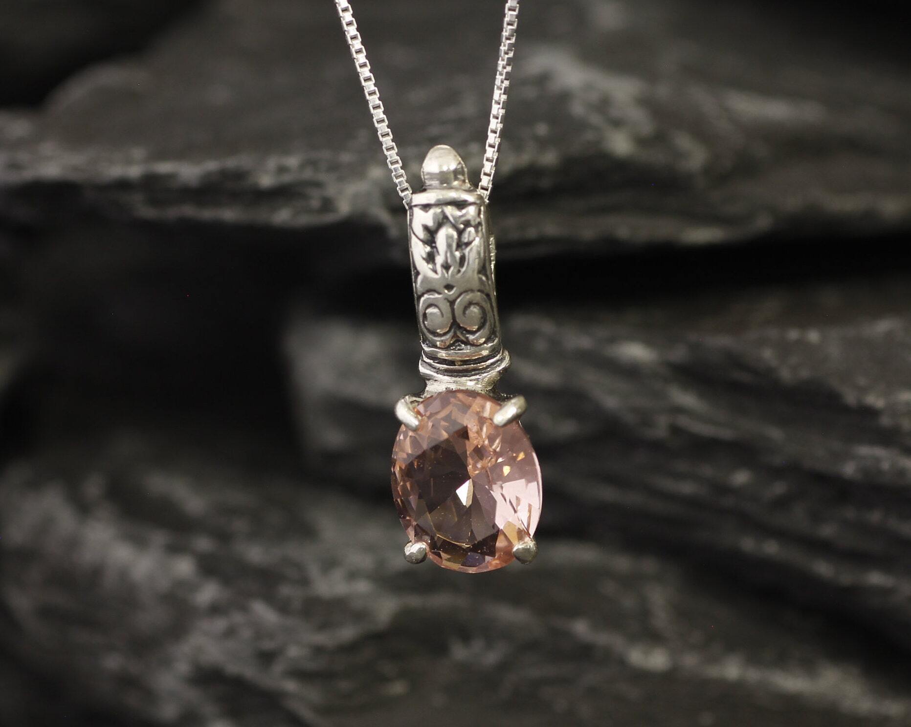 Morganite Pendant, Created Morganite, Pink Diamond Pendant, Pink Bohemian Pendant, Pink Pendant, Tribal Pendant, Silver Pendant, Morganite