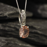 Pink Morganite Pendant - Dainty Pink Necklace - Tribal Boho Pendant