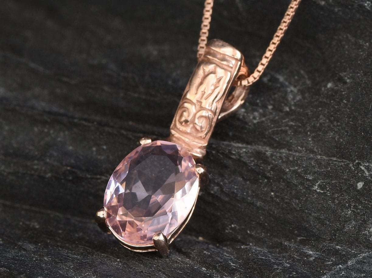 Morganite Pendant, Created Morganite, Pink Diamond Pendant, Pink Bohemian Pendant, Pink Pendant, Tribal Pendant, Silver Pendant, Morganite(3)