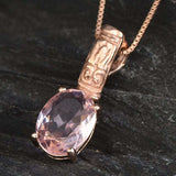 Pink Morganite Pendant - Dainty Pink Necklace - Tribal Boho Pendant