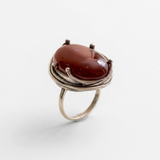 Carnelian Statement Ring - Large Red Agate Ring - Solitaire Carnelian Ring