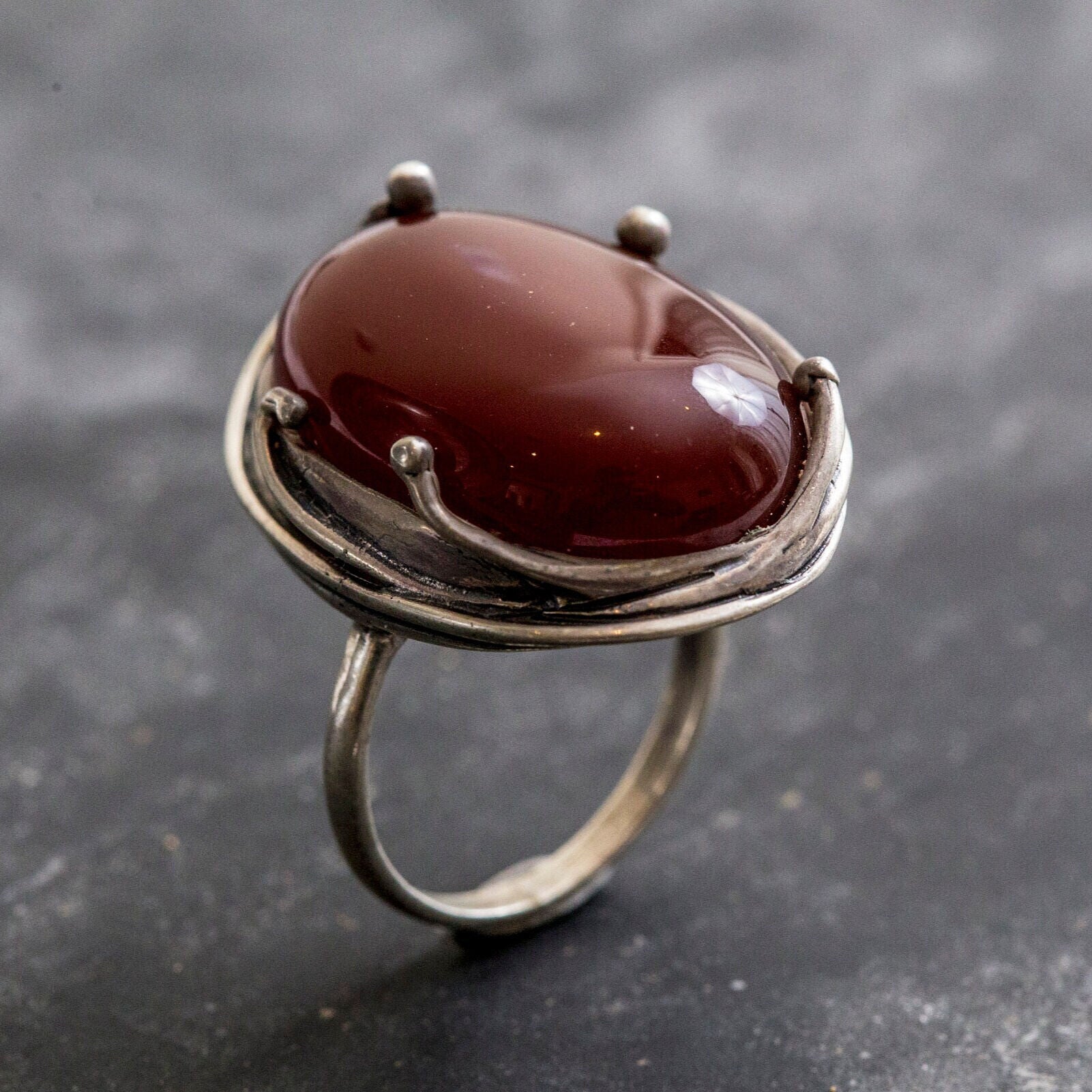 Carnelian Ring, Natural Carnelian, Vintage Ring, Red Agate Ring, August Birthstone, Statement Ring, August Ring, Silver Ring, Carnelian (629502670)
