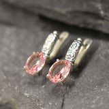 Morganite Earrings, Created Morganite Earrings, Tribal Earrings, Pink Vintage Earrings, Vintage Earrings, Silver Earrings, Pink Earrings
