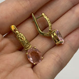 Morganite Earrings, Created Morganite Earrings, Tribal Earrings, Pink Vintage Earrings, Vintage Earrings, Silver Earrings, Pink Earrings(1)