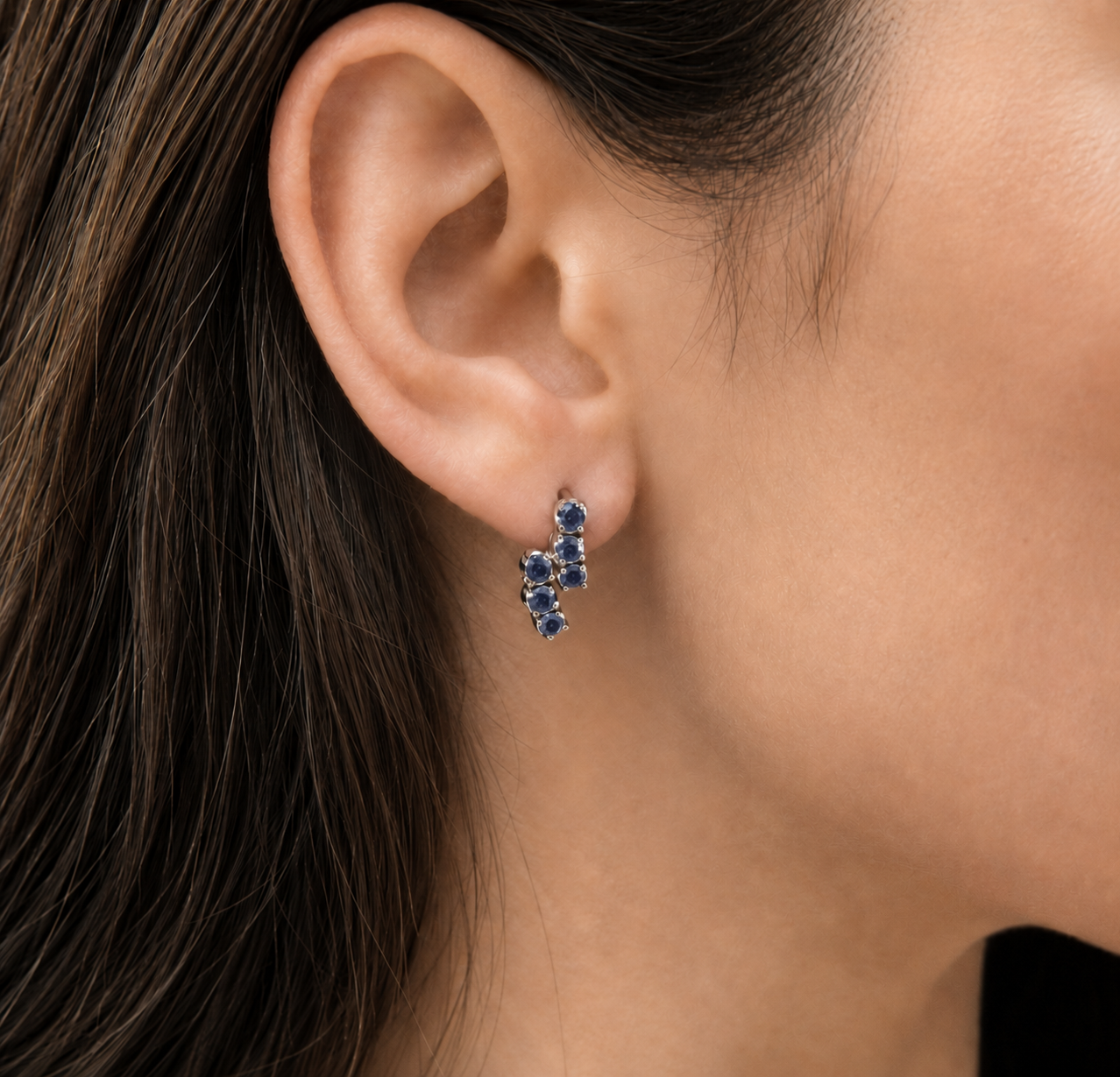 Delicate 925 Sterling Silver earrings with round Natural Blue Sapphire, a meaningful gift symbolizing truth for any occasion.