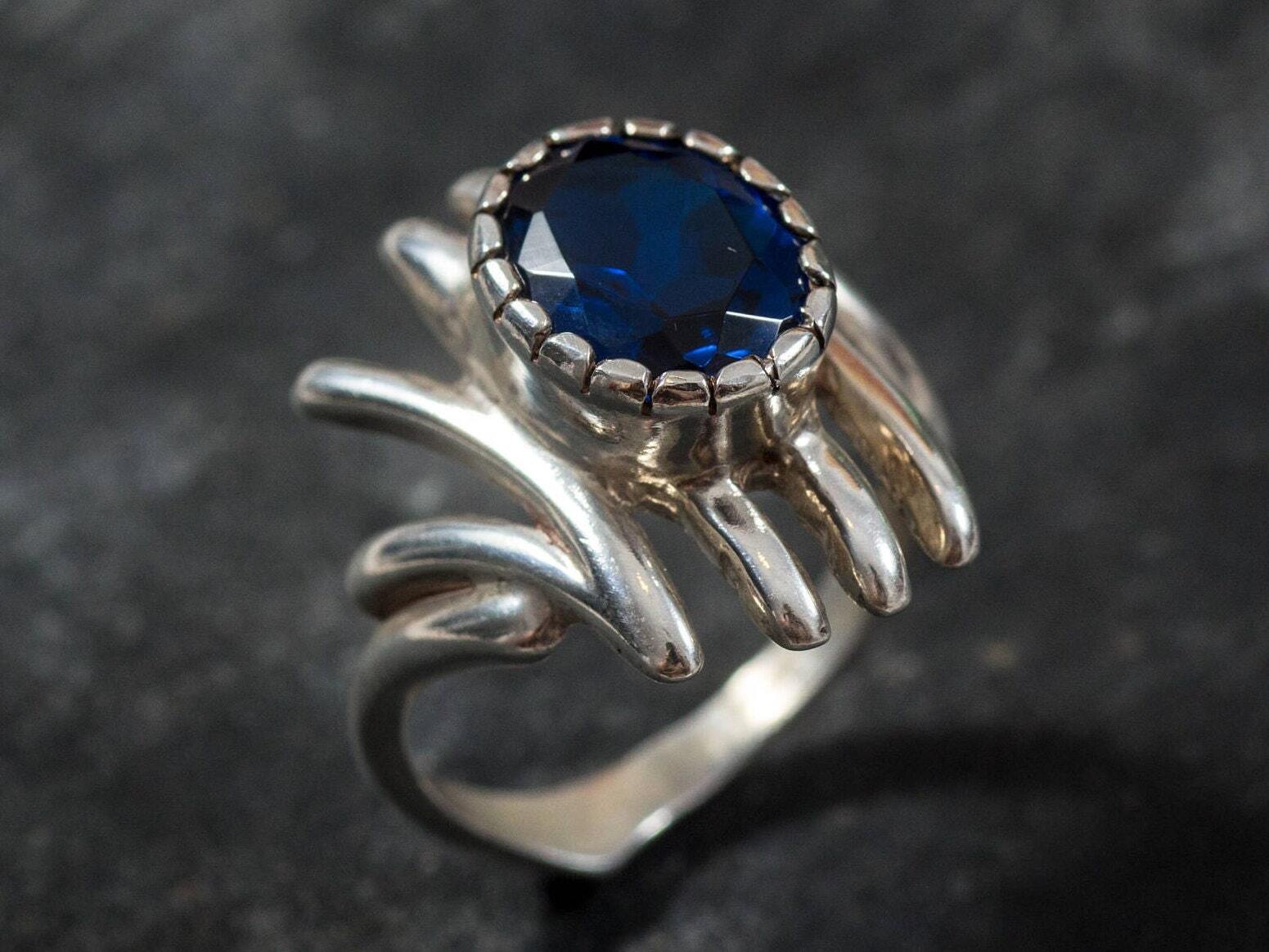 Created Sapphire Ring made in 925 Sterling Silver with Oval Created Blue Sapphire in Prong setting, September Birthstone gift idea, symbolizes sincerity, truth, and faithfulness, ideal for everyday wear and perfect for birthday gifting and special occasions.