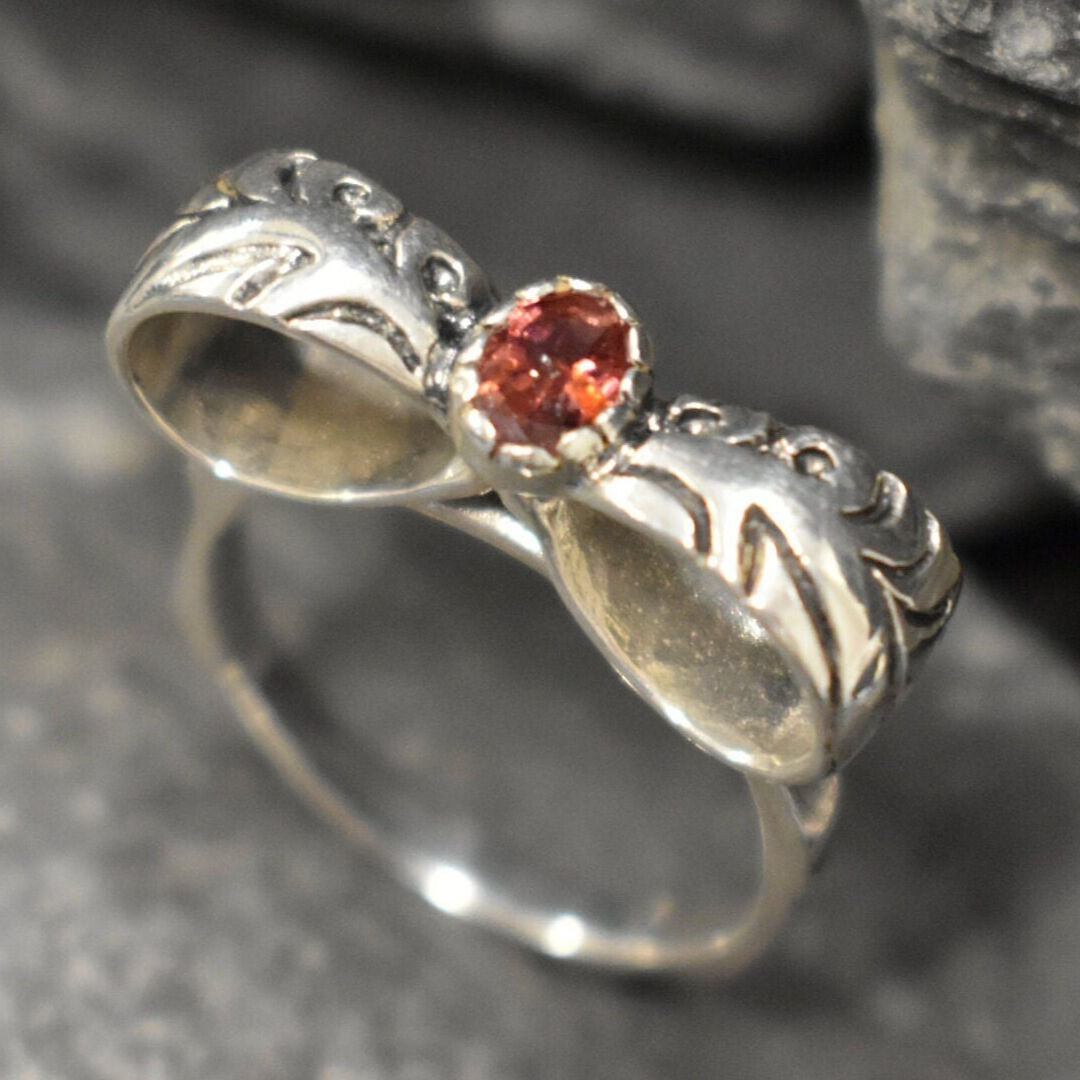 Pink Tourmaline Ring, Tourmaline Ring, Natural Tourmaline, October Birthstone, Silver Ribbon Ring, Pink Diamond Ring, Solid Silver Ring
