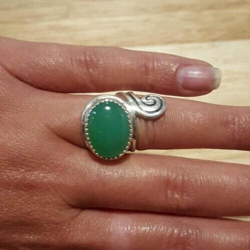 Prehnite Ring, Natural Prehnite, Green Ring, May Birthstone, Artistic Ring, May Ring, Statement Ring, Silver Ring, Unique Ring, Prehnite