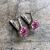 Natural Ruby Earrings made in 925 Sterling Silver with Round Natural Red Ruby in Cluster setting, July Birthstone gift idea, symbolizes nobility, purity, and passion, ideal for everyday wear and perfect for birthday gifting and special occasions.