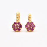 Red Flower Earrings - Ruby Drop Earrings - Silver Daisy Earrings