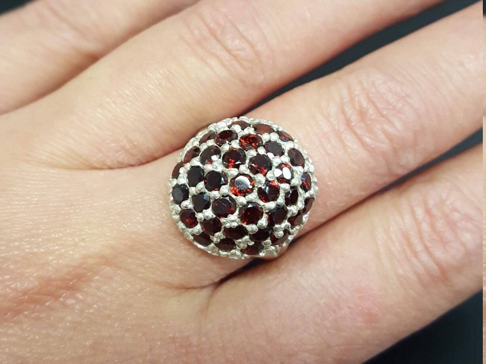 Garnet Ring, Natural Garnet, January Birthstone, Statement Ring, Red Garnet Ring, Artisan Ring, January Ring, Solid Silver Ring, Pure Silver