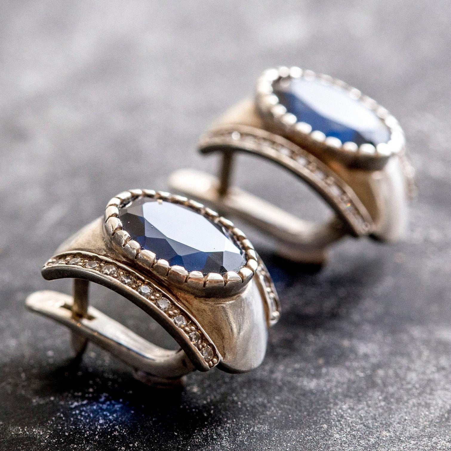 Charming Created Sapphire Earrings in 925 Sterling Silver, ideal for everyday wear and a thoughtful birthday gift.