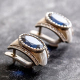 Charming Created Sapphire Earrings in 925 Sterling Silver, ideal for everyday wear and a thoughtful birthday gift.