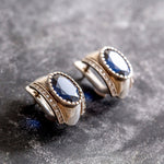 Stylish Created Blue Sapphire Earrings in 925 Sterling Silver, a timeless piece symbolizing loyalty and love, perfect for any occasion.
