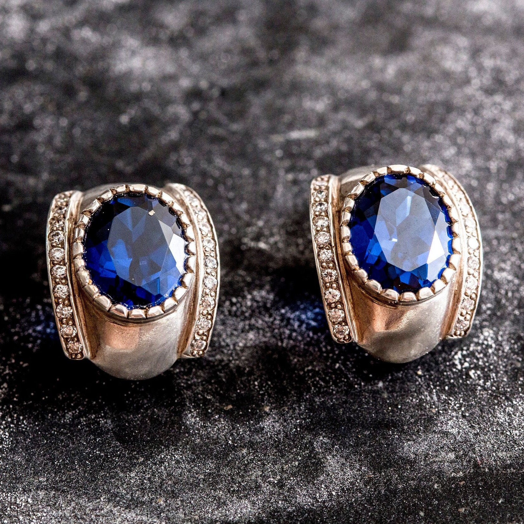 Timeless 925 Sterling Silver Sapphire Earrings with oval blue gemstone, embodying faithfulness, perfect for any occasion.
