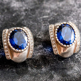 Sapphire Earrings - Blue Dome Earrings - Large Oval Earrings