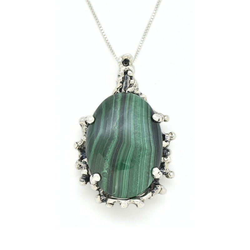 Statement Pendant, Malachite Pendant, Natural Malachite, Vintage Pendant, Green Malachite, Green Pendant, Solid Silver Pendant, Malachite