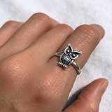 Silver Owl Ring - Silver Bird Ring - Vintage Wise Ring