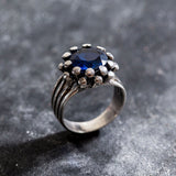 Elegant Created Sapphire Ring in 925 Sterling Silver, symbolizes truth and faithfulness; perfect for special occasions and gifts.