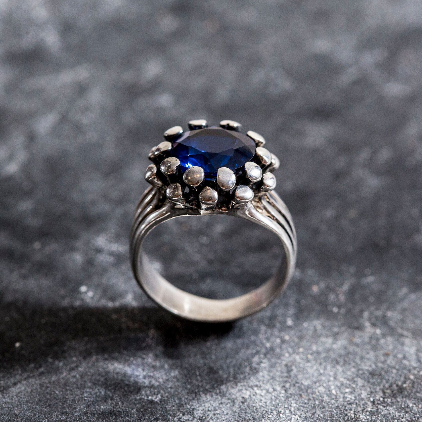 Charming Created Sapphire Ring in 925 Sterling Silver, a meaningful September birthstone gift for loved ones and special occasions.