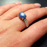 Blue Kyanite Ring, Natural Kyanite, Tribal Ring, African Kyanite, Bohemian Ring, Solid Silver Ring, Blue Tribal Ring, Blue Vintage Ring