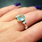 Blue Aquamarine Ring - Blue Engagement Ring - Vintage Promise Ring