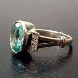 Blue Aquamarine Ring - Blue Engagement Ring - Vintage Promise Ring