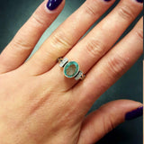 Blue Aquamarine Ring - Blue Engagement Ring - Vintage Promise Ring