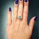 Blue Aquamarine Ring - Blue Engagement Ring - Vintage Promise Ring