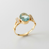Created Aquamarine Ring made in 18k Gold Vermeil with Oval Created Blue Aquamarine in Bezel setting, March Birthstone gift idea, symbolizes courage & good luck, ideal for everyday wear and perfect for birthday gifting and special occasions.