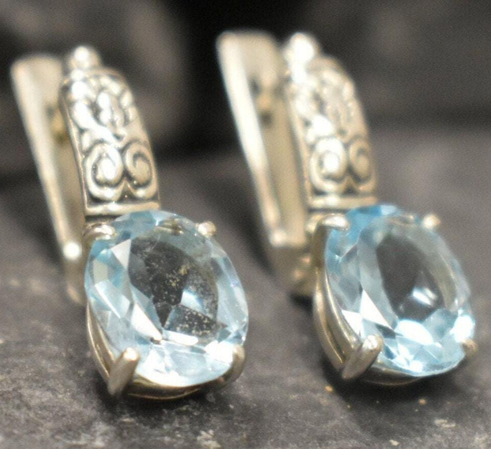 Blue Topaz Earrings, Dangle earrings, Natural Blue Topaz, Earrings Dangle Boho, Earrings Topaz, Blue Earrings Dangle, Topaz Jewellery, Topaz