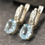 Boho Topaz Earrings - Natural Blue Topaz - Tribal Drop Earrings