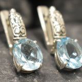 Boho Topaz Earrings - Natural Blue Topaz - Tribal Drop Earrings