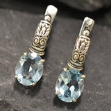 Boho Topaz Earrings - Natural Blue Topaz - Tribal Drop Earrings