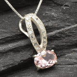 Morganite Pendant - Pink Diamond Necklace - Vintage Oval Necklace