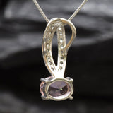 Morganite Pendant - Pink Diamond Necklace - Vintage Oval Necklace