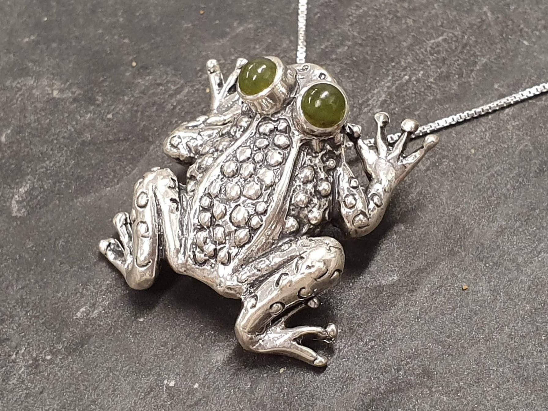 Frog Pendant, Nephrite Pendant, Natural Nephrite, Animal Pendant, May Birthstone, Green Pendant, May Pendant, Solid Silver Pendant