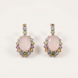 Rose Quartz Earrings - Large Victorian Earrings - Princess Di Earrings