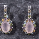 Rose Quartz Earrings - Large Victorian Earrings - Princess Di Earrings