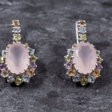 Rose Quartz Earrings - Large Victorian Earrings - Princess Di Earrings