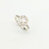 Gold Moonstone Ring - Halo Ring, Natural Moonstone Ring, Moonstone Vintage Ring